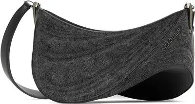 Mugler Black Medium Denim Spiral Curve 01 Bag In Wa99