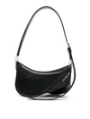 Mugler Spiral Curve Medium Leather And Quilted Denim Shoulder Bag In Black