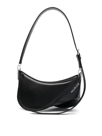 Mugler Black Medium Plain Spiral Curve 01 Bag