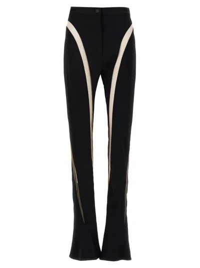MUGLER BLACK MESH INSERT LEGGINGS