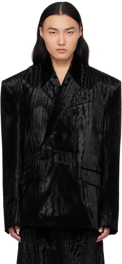 Mugler Black Moiré Velvet Blazer In 1999 Black