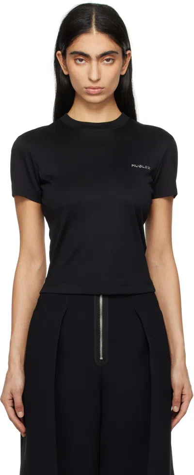 MUGLER BLACK 'MUGLER' SIGNATURE LOGO T-SHIRT