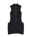 Mugler Black Open Neckline Tailored Dress