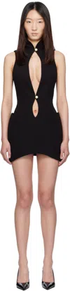 Mugler Black Open Neckline Tailored Minidress