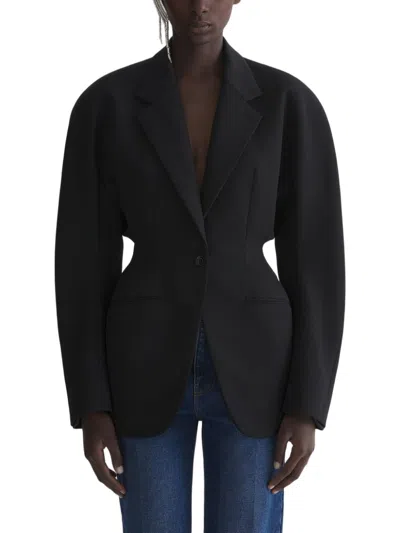 Mugler Black Oversized Sleeves Structured Jacket