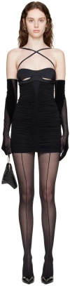 Mugler Ruched Thigh-length Fitted Dress In B1999 Black / Black