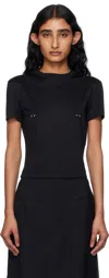 Mugler Cropped Tshirt Embellished Embellishments In Black