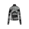 Mugler Draped Mesh Top In Grey