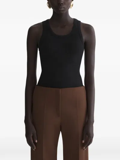 Mugler Black Ribbed Tank Top
