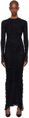 MUGLER BLACK RUCHED MAXI DRESS