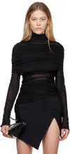 Mugler Black Ruched Turtleneck In 1999 Black