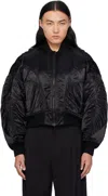 Mugler Satin Bomber Jacket In B1919 Black/black