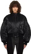 Mugler Satin Bomber Jacket In B1919 Black/black