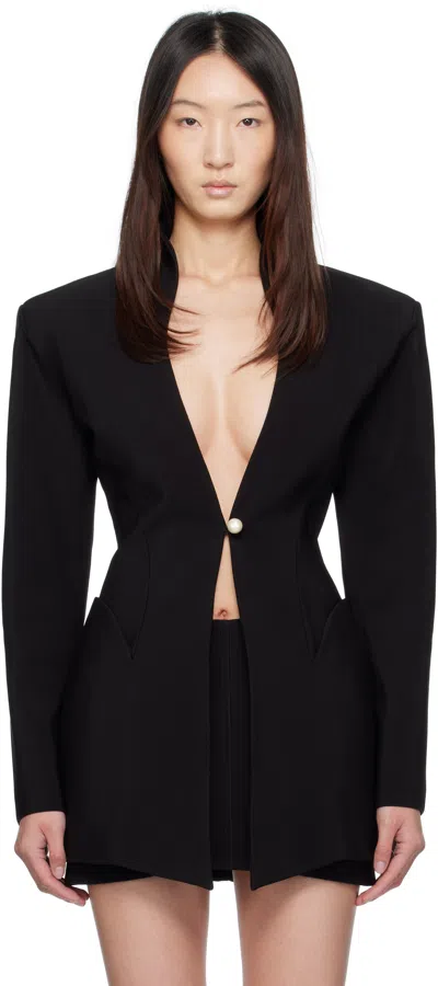 Mugler Black Sculptural Long Blazer