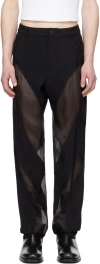 Mugler Semi-transparent Spliced Casual Pants In Black/black