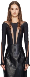 Mugler Black Shaping Bodysuit In B1919 Black / Black