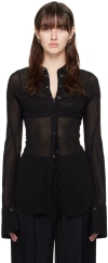 Mugler Semi-sheer Jersey Shirt In 1999 Black