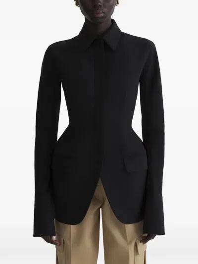 Mugler Black Shirt Jacket In Neutral