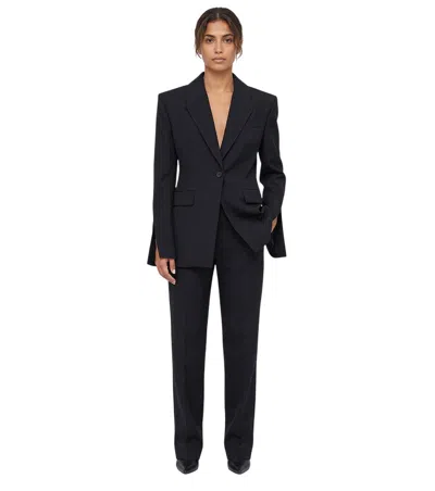 Mugler Black Solid Peaked Lapel Blazer