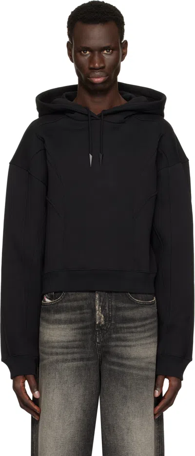 Mugler Black Spiral Cropped Hoodie In 1999