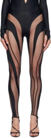 MUGLER BLACK SPIRAL LEGGINGS