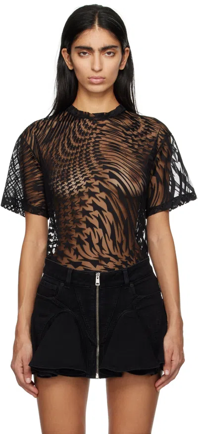 Mugler Black Star T-shirt In B1919 Black/black
