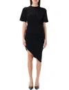 Mugler Black Tshirt Draped Mini Dress