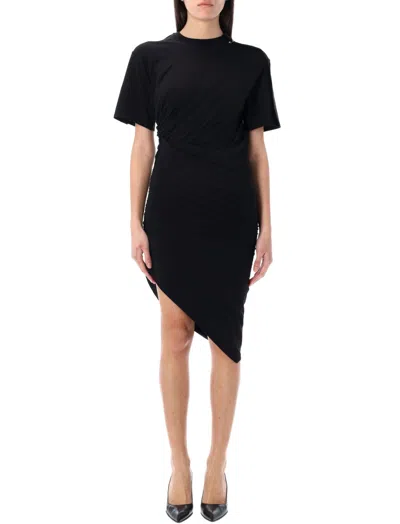 Mugler Black Tshirt Draped Mini Dress