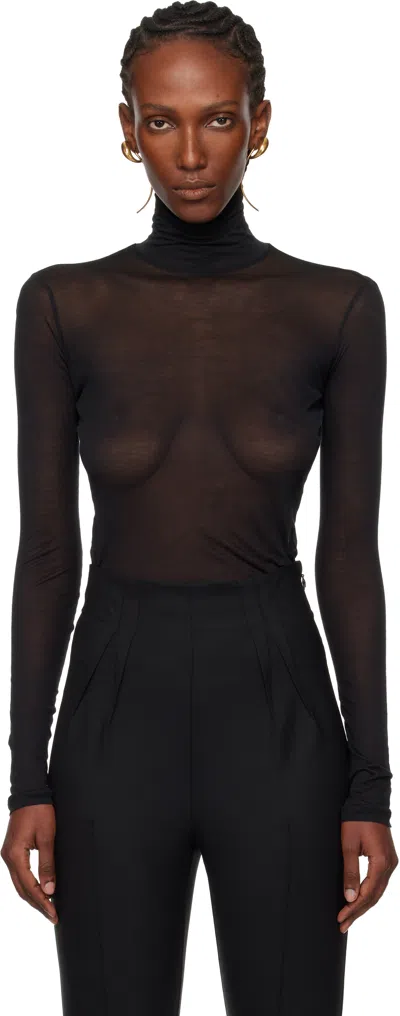 Mugler Black Turtleneck Top