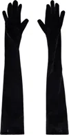 Mugler Black Velour Gloves In Black