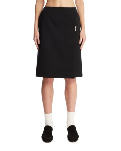 Mugler Black Wool Wrap Skirt In Black Nero   #000000