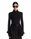 Mugler Black Wool Zip Top In Black