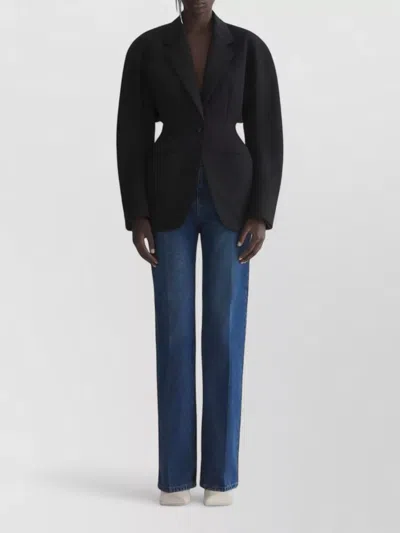 Mugler Blazer Jacket Notched Lapels Padded Shoulders In Black
