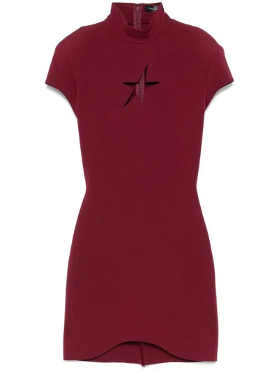 Mugler Star Cut-out Knee-length Dress In Red
