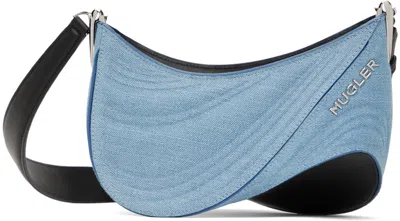 MUGLER BLUE & BLACK SMALL DENIM SPIRAL CURVE 01 BAG