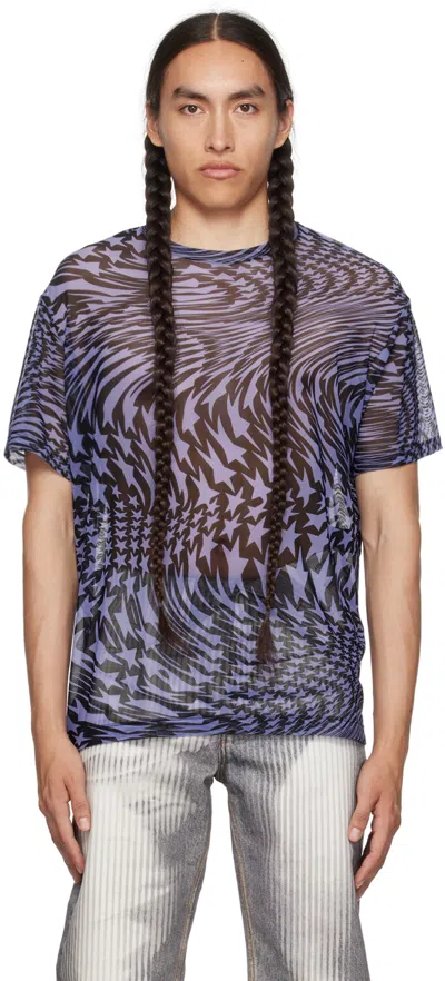 Mugler Blue & Black Star T-shirt In  Blue/black B4