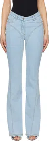 Mugler Rhinestone-embellished Flared Jeans In 6048 Medium Blue