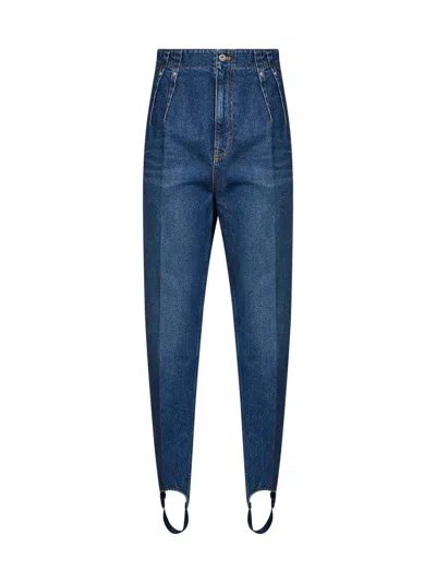 Mugler Blue Denim Cigarette Jeans With Stirrups