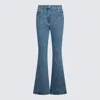 Mugler Blue Denim Cotton Jeans In Tokyo Dark Blue