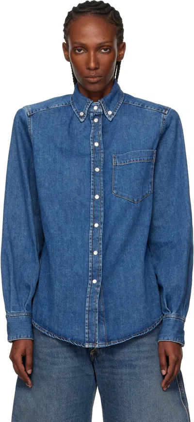 Mugler Blue Denim Power Shirt