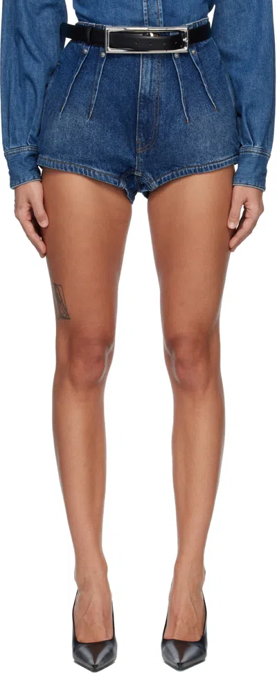 Mugler Blue Denim Tailored Shorts