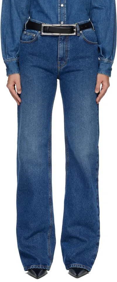 Mugler Blue Five Pocket Straight Denim Jeans