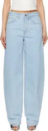 Mugler Lace-up Detail Denim Trousers With Back Pockets In Blue
