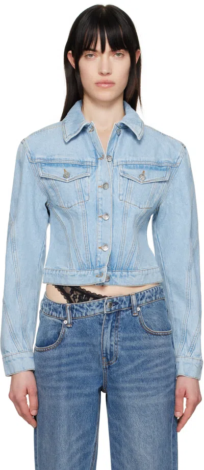Mugler Blue Paneled Denim Jacket