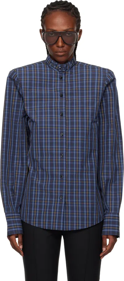 Mugler Blue Power Shirt In Multi