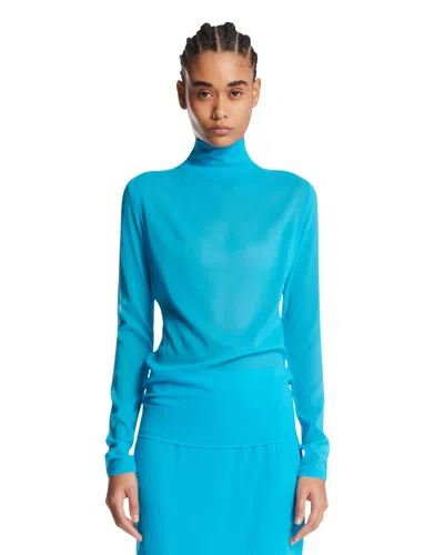 Mugler Blue Silk Top