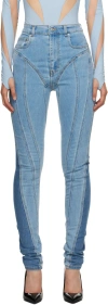 Mugler Blue Bi-color Spiral Jeans In B2929 Light Blue / L