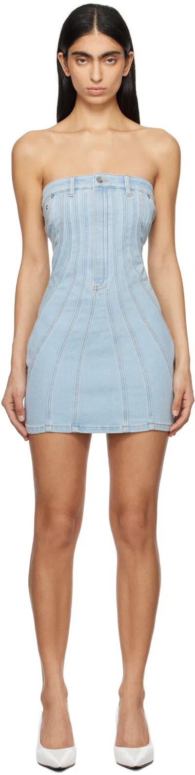 Mugler Mini Dress In Blue