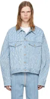 Mugler Blue Star Denim Jacket In Laser Printed Star