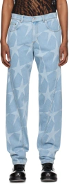 Mugler Star-patterned Denim Jeans In Laser Star